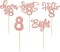 30Pcs 8th Birthday Cupcake Toppers Glitter Eight Hello 8 Cupcake Picks Cheers to 8 Years Old Cake Decorations for 8th Birthday Party Supplies Rose Gold